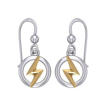 Zeus God Lightning Bolt Silver and Gold Earrings MER1965 - Jewelry